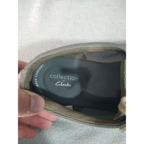 Clarks Shoes Mens 12 M Gray Canvas Forge Lace Up Casual Comfort Moccasin - Picture 7 of 9